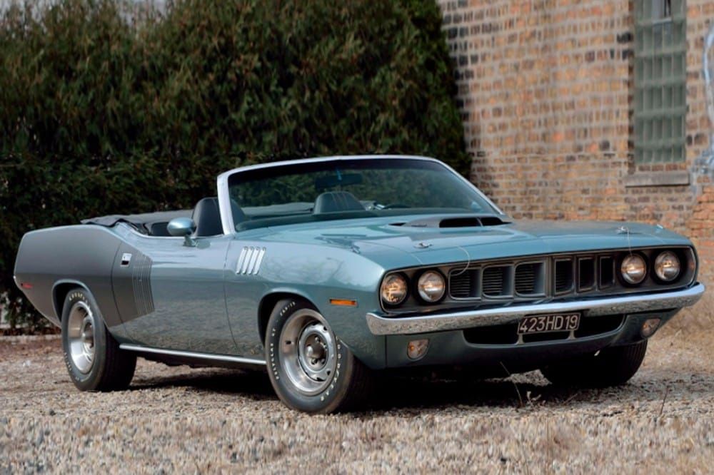 Phía trước của Plymouth Hemi Cuda Convertible 1971 Phía trước của Plymouth Hemi Cuda Convertible 1971