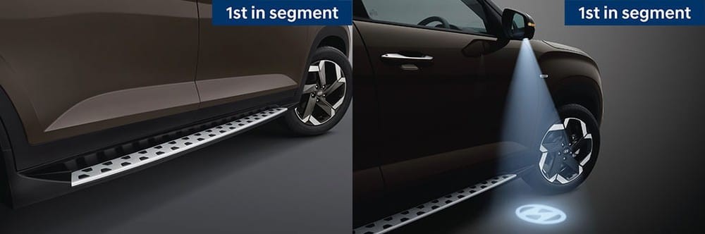 Hyundai Alcazar 2021 là xe đầu tiên trong phân khúc có bệ bước chân và đèn chờ dẫn đường