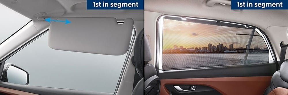 Tấm che nắng ở ghế trước và rèm phía sau