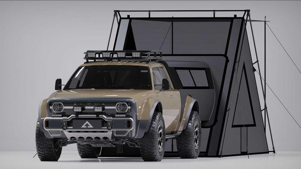 Phía trước của Alpha Wolf Plus khi mở lều