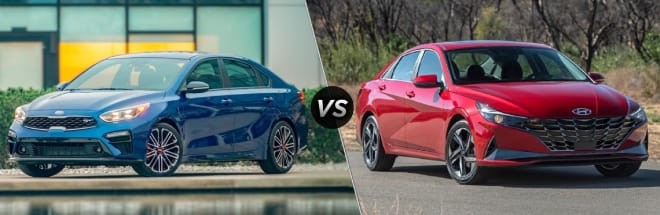 2021 Kia Forte và Hyundai Elantra.