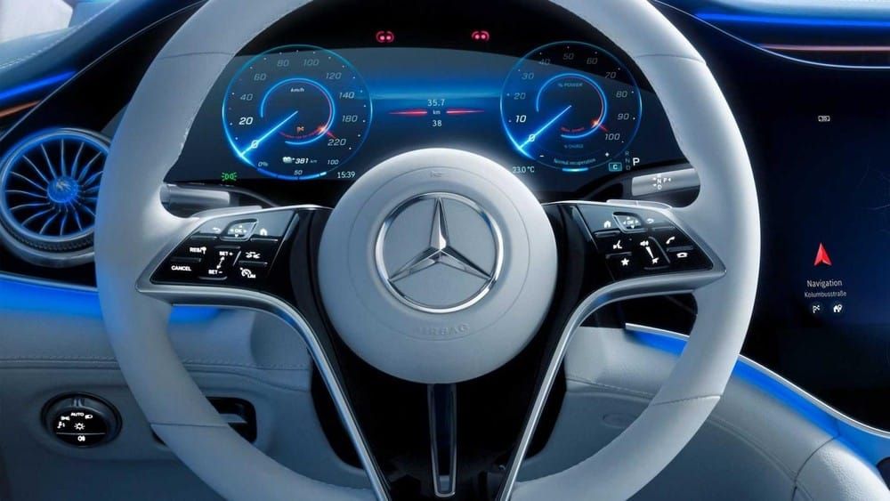 Cận cảnh vô lăng Mercedes EQS 2022 Cận cảnh vô lăng Mercedes EQS 2022