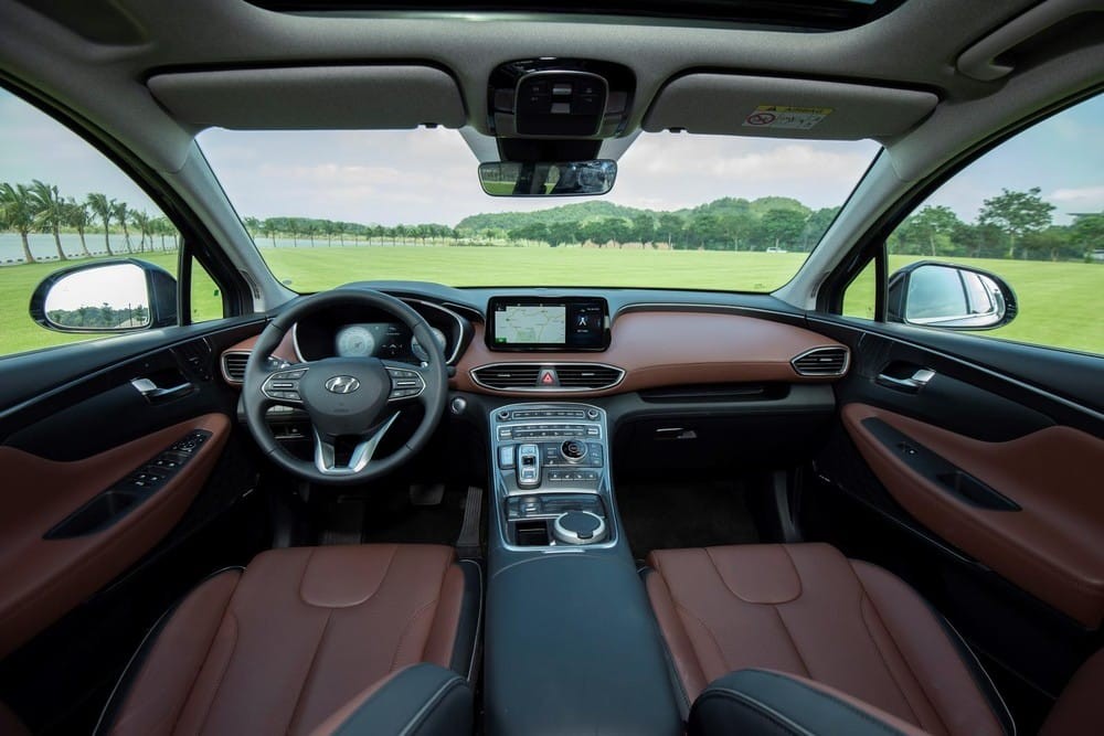 Tổng thể nội thất của Hyundai Santa Fe 2021. Tổng thể nội thất của Hyundai Santa Fe 2021.